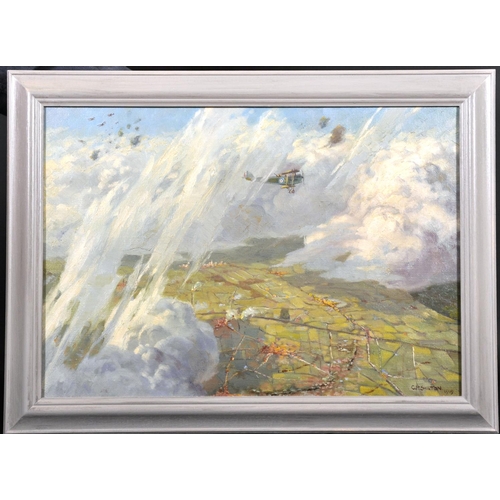 215 - Claude Percival Shilton (1887-1968) British. ‘Aerial Warfare’, Oil on Canvas, Signed and Dated 1919,... 