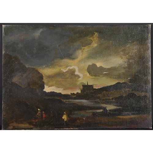 222 - Philip Hugh Padwick (1876-1958) British. A Stormy Evening River Landscape, with Figures in the foreg... 