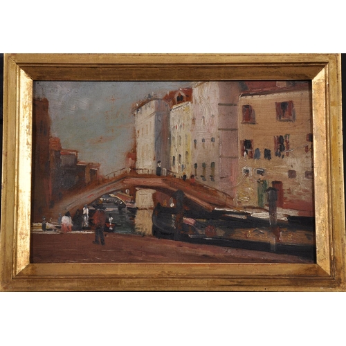 229 - Early 20th Century English School. A Venetian Canal Scene, Oil on Panel, 7” x 10.5” (17.7 x 26.6cm)