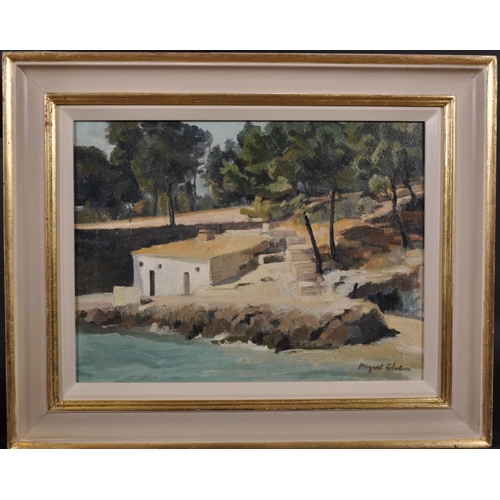 236 - Margaret Robertson (19th – 20th Century) British. “Houses on the Shore, Illetas (Majorca)”, Oil on C... 