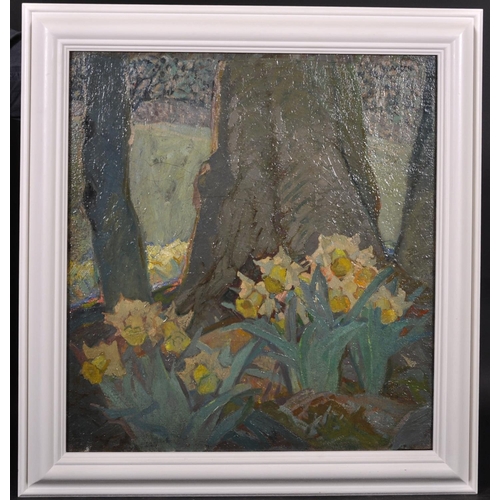 246 - Attributed to David Jagger (1891-1958) British. Daffodils in the Undergrowth, Oil on Canvas, Signed,... 