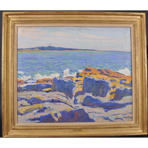 261 - Allen Tucker (1866-1939) American. “Sea and Rocks, View of Baker’s Island, Salem Massachusetts”, Oil... 