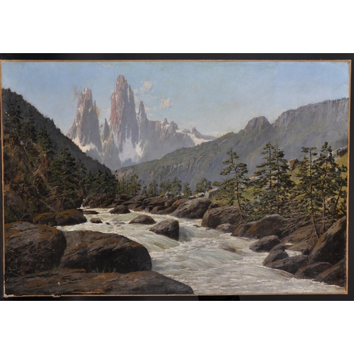 262 - William Baptiste Baird (1847-1917) American. A Mountain Scene in the Dolomites, with a Mountain Torr... 