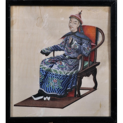 269 - 19th Century Chinese School. Study of an Emperor, Watercolour on Rice Paper, 7” x 6.25” (17.7 x 16cm... 