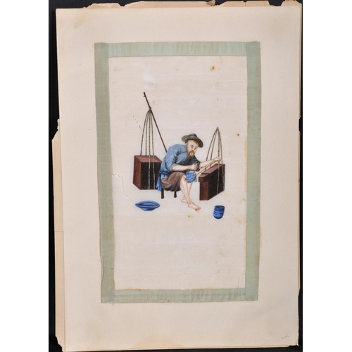 278 - 19th Century Japanese School. Study of a Seated Tradesman, Watercolour on Rice Paper, Unframed, 10” ... 