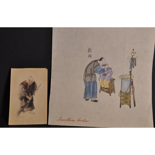 278 - 19th Century Japanese School. Study of a Seated Tradesman, Watercolour on Rice Paper, Unframed, 10” ... 