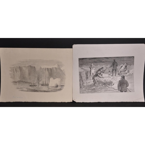 281 - 19th Century English School. An Arctic Seascape with Icebergs and a Three Masted Boat in the distanc... 