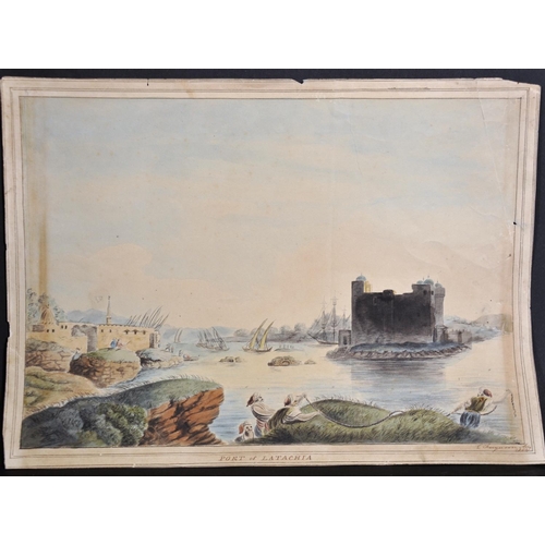 282 - C… Ferguson (Early 19th Century) British. “Port of Latachia” Syria, Watercolour, Signed, Inscribed a... 