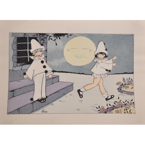 293 - Lena (20th Century) French. Pierrot and Pierrette, Print, Unframed, 6.25” x 9.5” (16 x 24cm) and twe... 