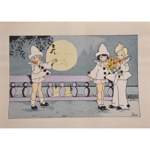 293 - Lena (20th Century) French. Pierrot and Pierrette, Print, Unframed, 6.25” x 9.5” (16 x 24cm) and twe... 