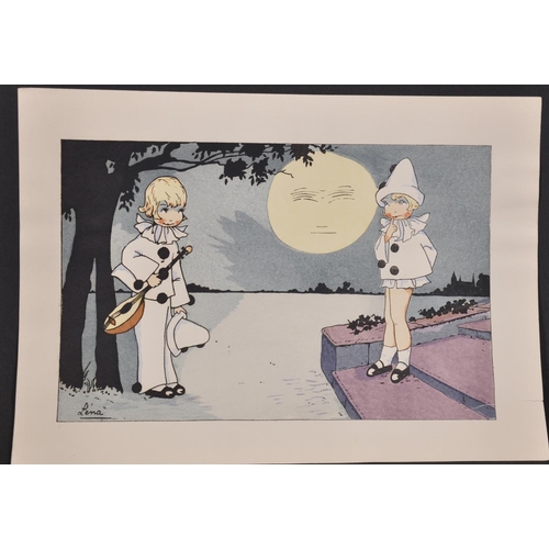 293 - Lena (20th Century) French. Pierrot and Pierrette, Print, Unframed, 6.25” x 9.5” (16 x 24cm) and twe... 