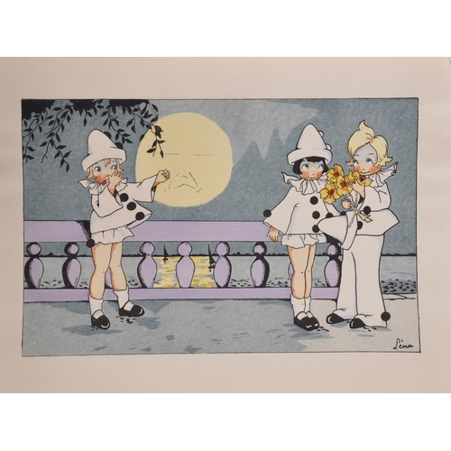 293 - Lena (20th Century) French. Pierrot and Pierrette, Print, Unframed, 6.25” x 9.5” (16 x 24cm) and twe... 