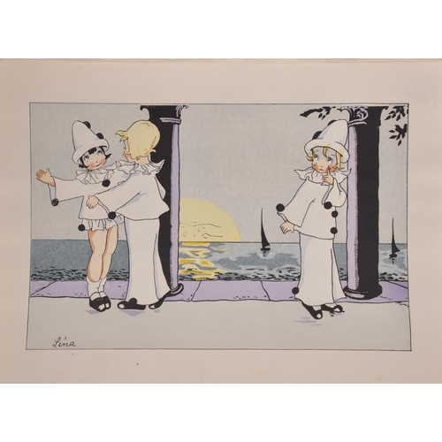 293 - Lena (20th Century) French. Pierrot and Pierrette, Print, Unframed, 6.25” x 9.5” (16 x 24cm) and twe... 