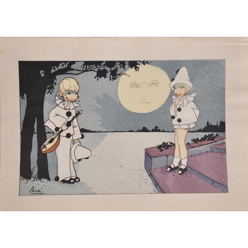 293 - Lena (20th Century) French. Pierrot and Pierrette, Print, Unframed, 6.25” x 9.5” (16 x 24cm) and twe... 