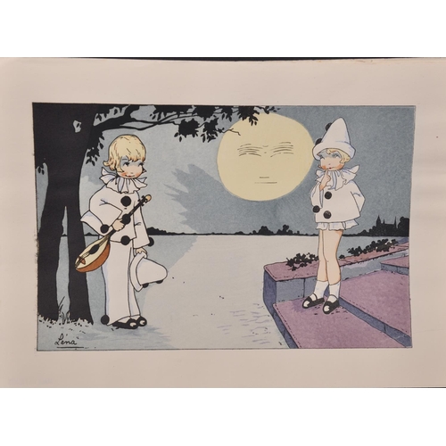 293 - Lena (20th Century) French. Pierrot and Pierrette, Print, Unframed, 6.25” x 9.5” (16 x 24cm) and twe... 