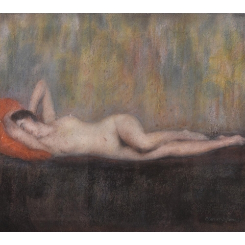 298 - Pierre Carrier-Belleuse (1851-1932) French. A Sleeping Nude, Pastel, Signed, 21.25” x 25.25” (54 x 6... 