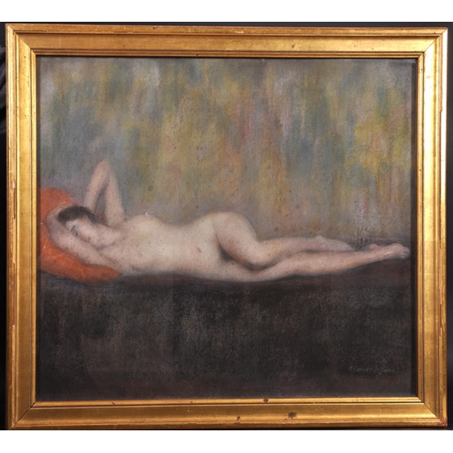 298 - Pierre Carrier-Belleuse (1851-1932) French. A Sleeping Nude, Pastel, Signed, 21.25” x 25.25” (54 x 6... 