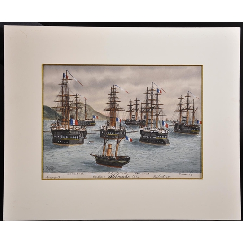 303 - J…S…M… (19th Century) European. “Ville Franche, 1883”, with Moored Boats, Watercolour, Signed, Inscr... 