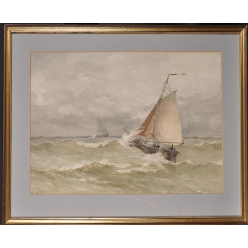 308 - Johannes Matthijs Lion (1856-1899) Dutch. A Sailing Boat in Choppy Waters, Oil on Canvas, 17” x 24” ... 