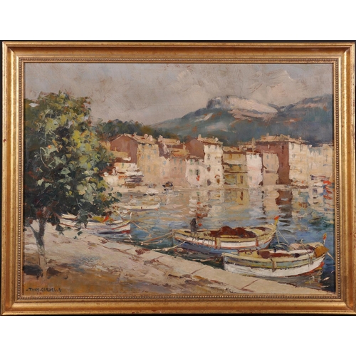 315 - Tony Cardella (1898-1976) French. A Mediterranean Harbour Scene, Oil on Board, Signed, 18” x 24” (45... 