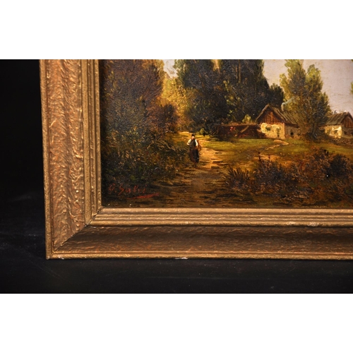 320 - G… Salvi (1848-1916) Italian. Figures in a Landscape, with Cottages in the distance, Oil on Panel, S... 