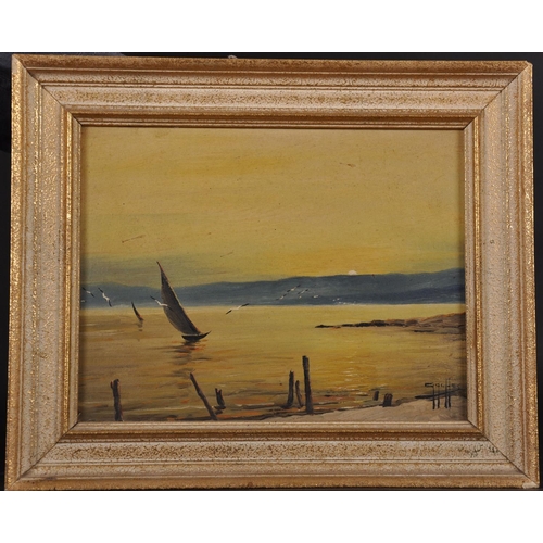 321 - 20th Century Italian School. A Coastal Scene, with a Sailing Boat, Oil on Panel, Indistinctly Signed... 