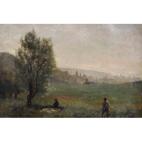 322 - Leon Printemps (1871-1945) French. A Landscape with Figures in the foreground, Oil on Canvas, Indist... 