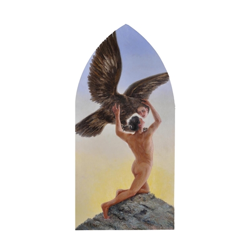 340 - Antonio Antonelli (20th – 21st Century) Italian. A Symbolist Study of ‘Igor and the Eagle’, Oil on C... 