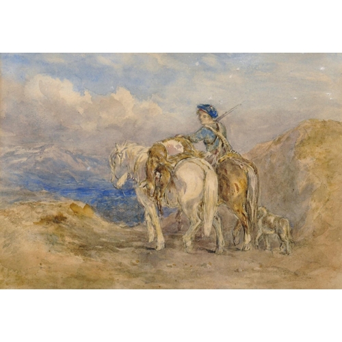 40 - John Frederick Tayler (1802-1889) British. A Young Boy with a Pony and Dog, Watercolour, 8.5” x 11.7... 