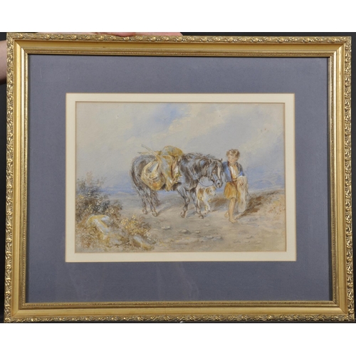 40 - John Frederick Tayler (1802-1889) British. A Young Boy with a Pony and Dog, Watercolour, 8.5” x 11.7... 