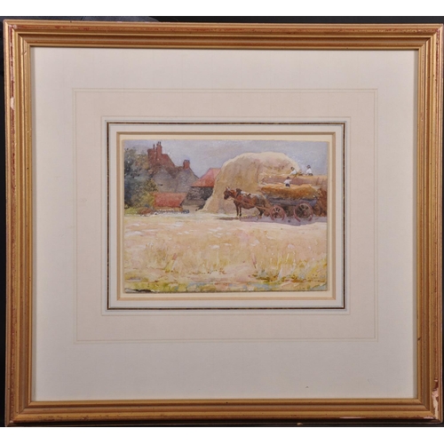 49 - H… Rogers (20th Century) British. A Harvesting Scene, Watercolour, Signed, 5.5” x 7.25” (14 x 18.4cm... 