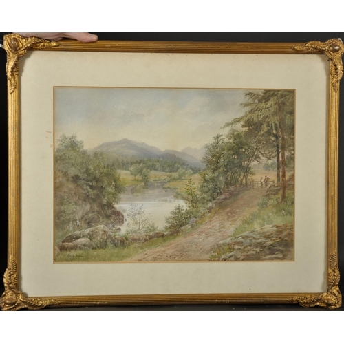 50 - Helen Druce (19th - 20th Century) British. An Extensive River Landscape, with Figures by a Wooden Ga... 