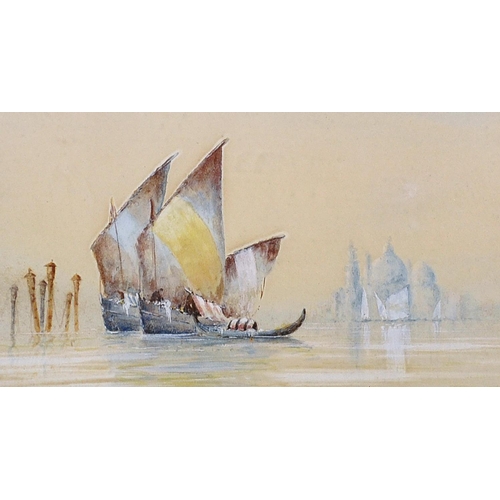 52 - William Knox (1862-1925) British. A Venetian Scene with Sailing Boats, Watercolour, Signed,  4” x 7.... 