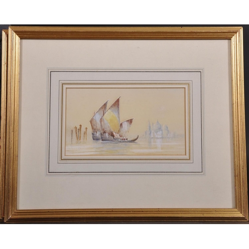 52 - William Knox (1862-1925) British. A Venetian Scene with Sailing Boats, Watercolour, Signed,  4” x 7.... 