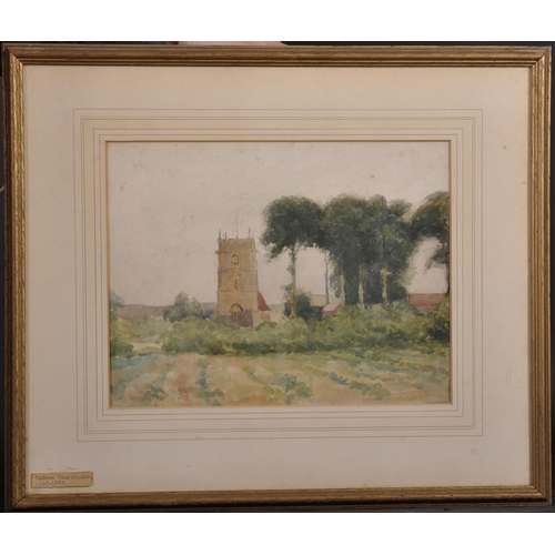 53 - Attributed to Thomas Churchyard (1798-1865) British. A Village Church, Watercolour, 8” x 10.25” (20.... 