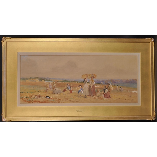 56 - John Ritchie (1846-1875) British. “Harvest”, with Figures Resting during the Harvest, Watercolour, S... 