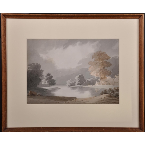 66 - 19th Century English School. A Lake Scene, Watercolour, 8.25” x 11.75” (21 x 30cm). Provenance: Chri... 