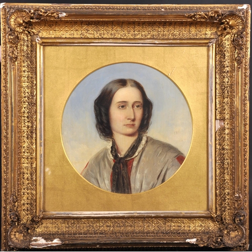 69 - Circle of William Gale (1823-1909) British. The Head of a young Lady, Oil on Board, Circular, 8.5” x... 