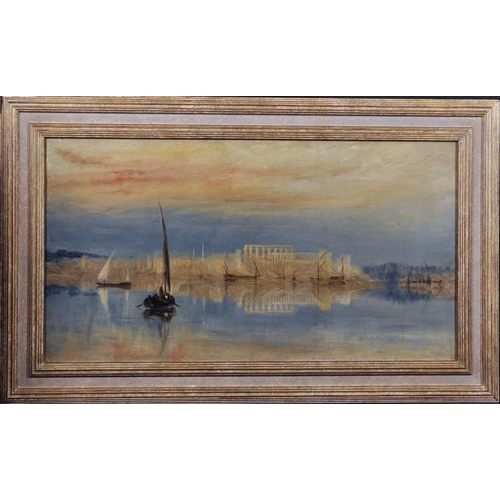 74 - Jessie Graham (19th - 20th Century) British. “Looking Across to Luxor”, Oil on Canvas, Inscribed and... 