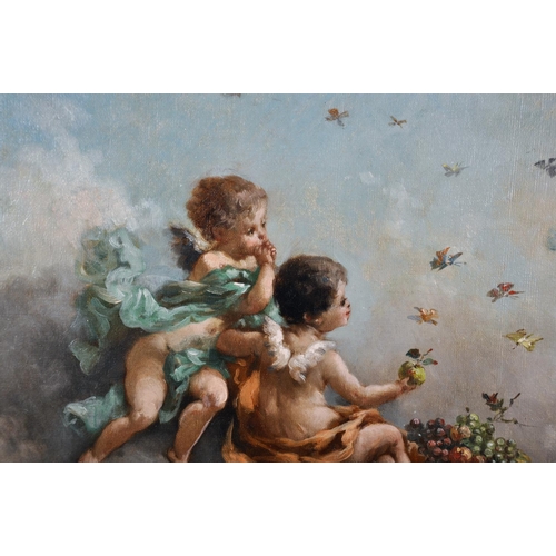 86 - Charles Augustus Henry Lutyens (1829-1915) British. Cherubs with Garlands of Flowers and Birds in th... 