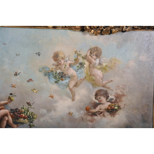 86 - Charles Augustus Henry Lutyens (1829-1915) British. Cherubs with Garlands of Flowers and Birds in th... 