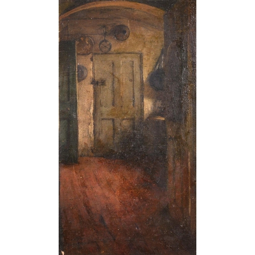 87 - Circle of George Frederick Watts (1817-1904) British. Study of a Kitchen Door, Oil on Canvas, 14” x ... 