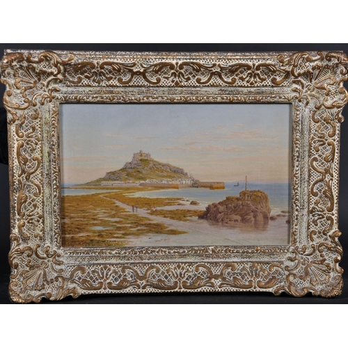 92 - John Mulcaster Carrick (1833-1895) British. St Michael’s Mount, with Figures on the Causeway, Oil on... 