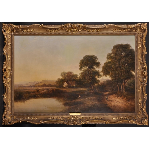 95 - Walter Heath Williams (act.1841-c.1876) British. “Whitchurch, Hampshire”, a River Landscape with a B... 