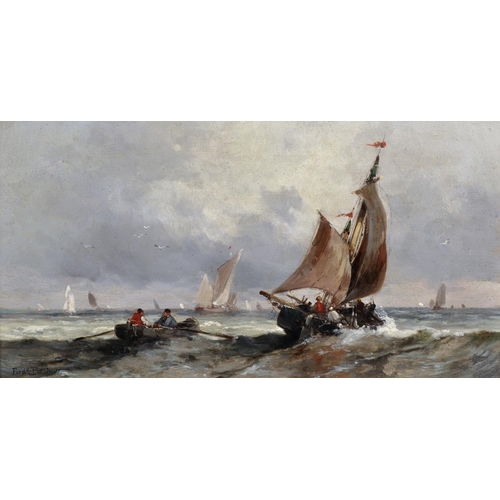 116 - Ferdinand Boheur (1817-1887) French.
Boats in a Continental Harbour,
Oil on Panel, Signed,
8.5