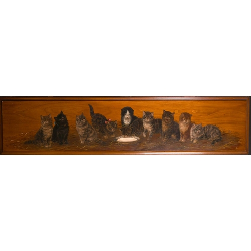 107 - Bessie Bamber (1870-1910) British. ‘A Parade of Cats’, Oil on Panel, Signed with Initials, Unframed,... 