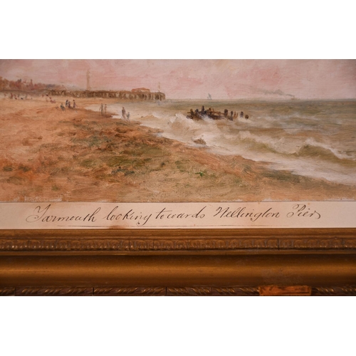 109 - John Moore of Ipswich (1820-1902) British. ‘Yarmouth Looking towards Wellington Pier”, Oil on Paper,... 