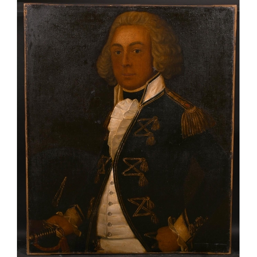 11 - Late 18th Century English School. A Portrait of Captain Sainsbury in Uniform, Oil on Canvas, Unframe... 