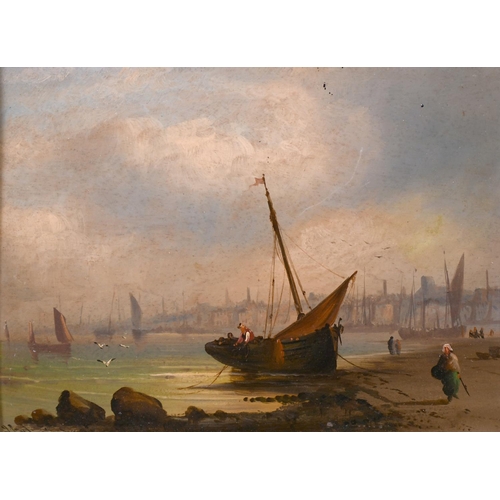 112 - James Collinson (1825-1881) British. “On The Thames”, Oil on Panel, Signed, and Inscribed on the rev... 