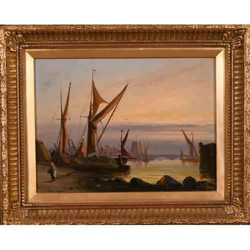 112 - James Collinson (1825-1881) British. “On The Thames”, Oil on Panel, Signed, and Inscribed on the rev... 